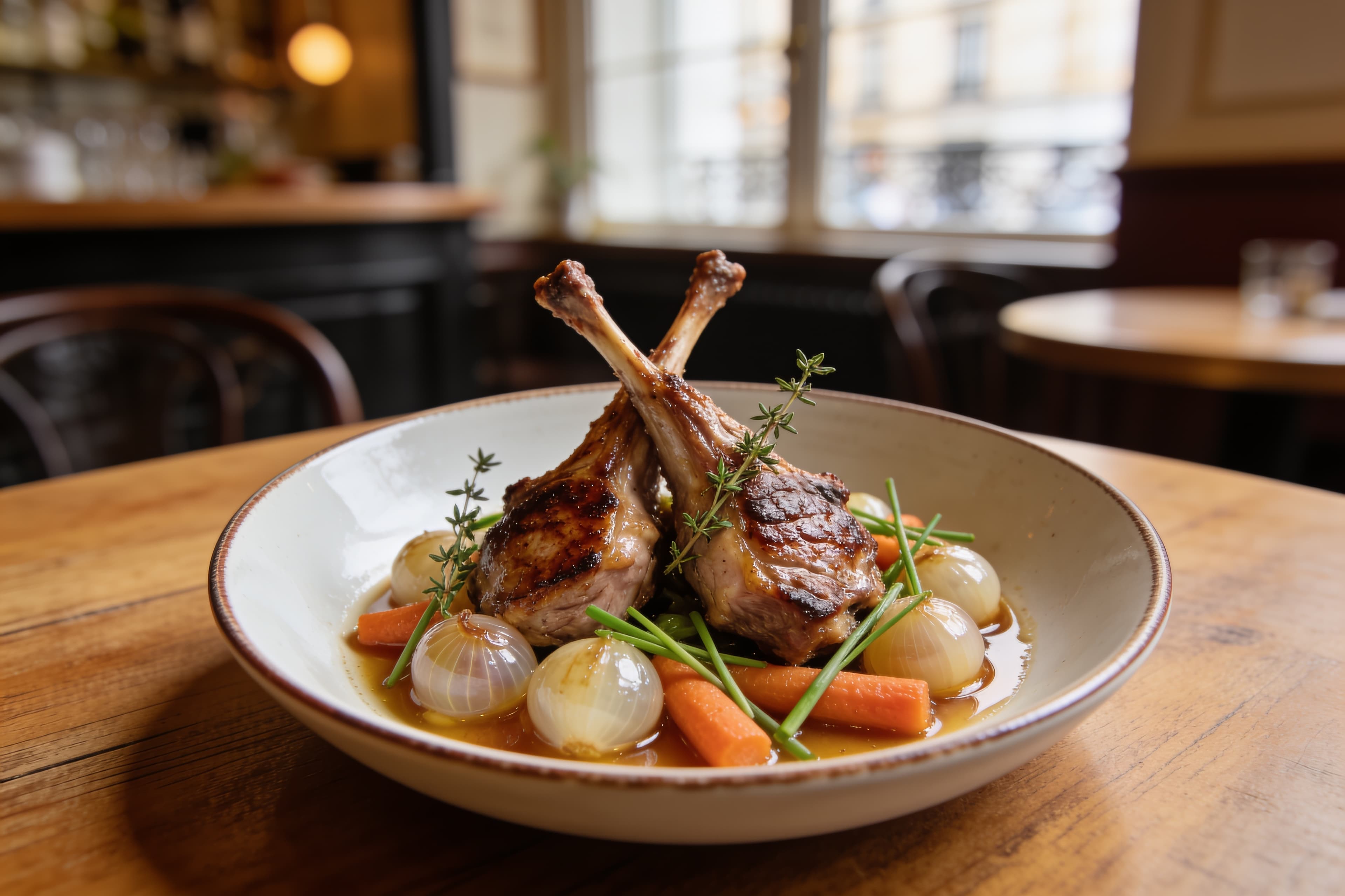 Gigolettes de Lapin aux Oignons Nouveaux et Carottes