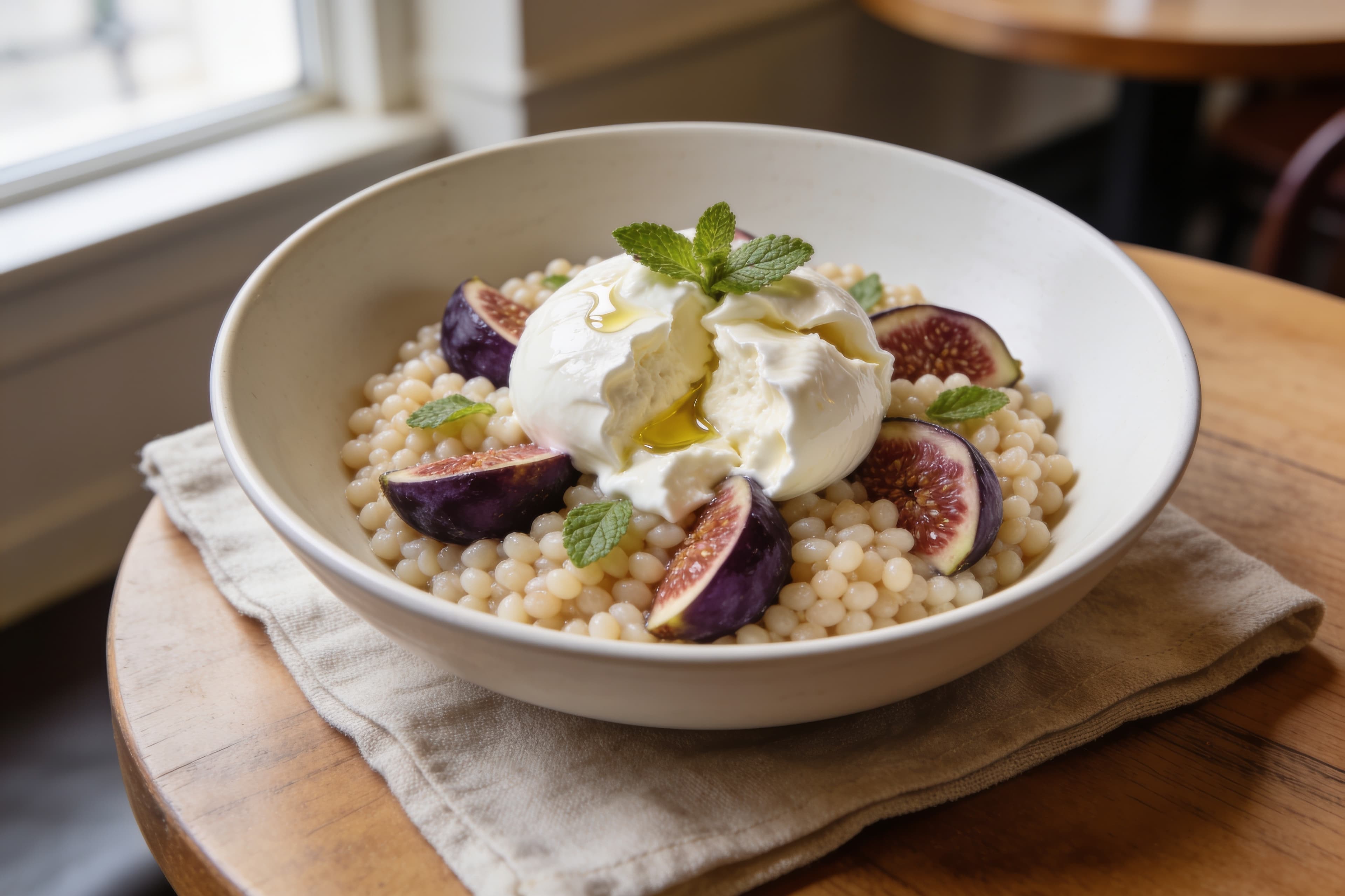Couscous perlé aux figues et burrata