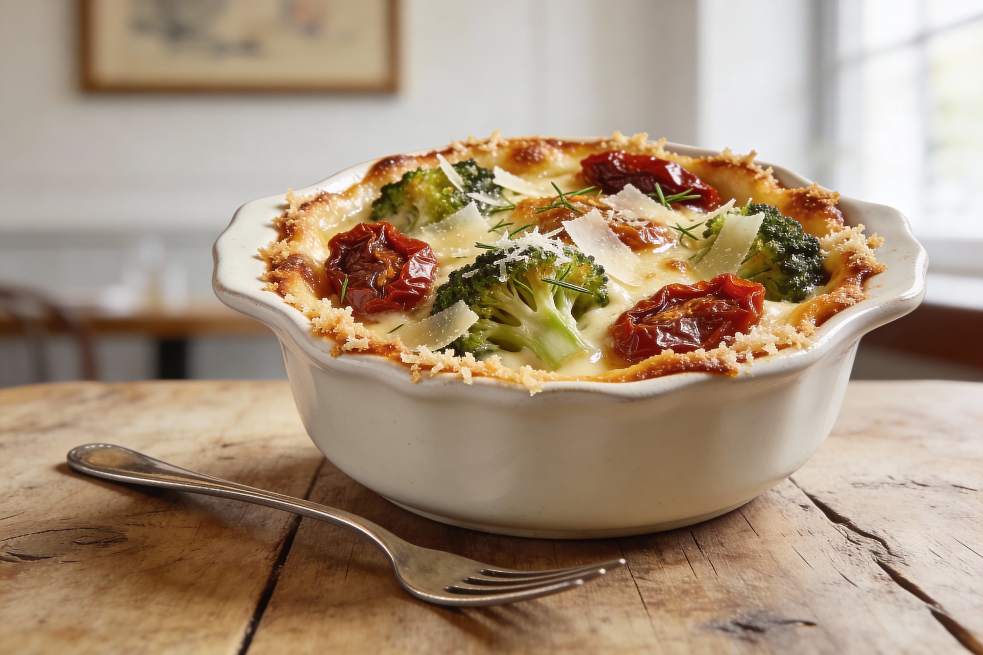 Gratin de Brocoli aux Tomates Séchées et Parmesan Affiné