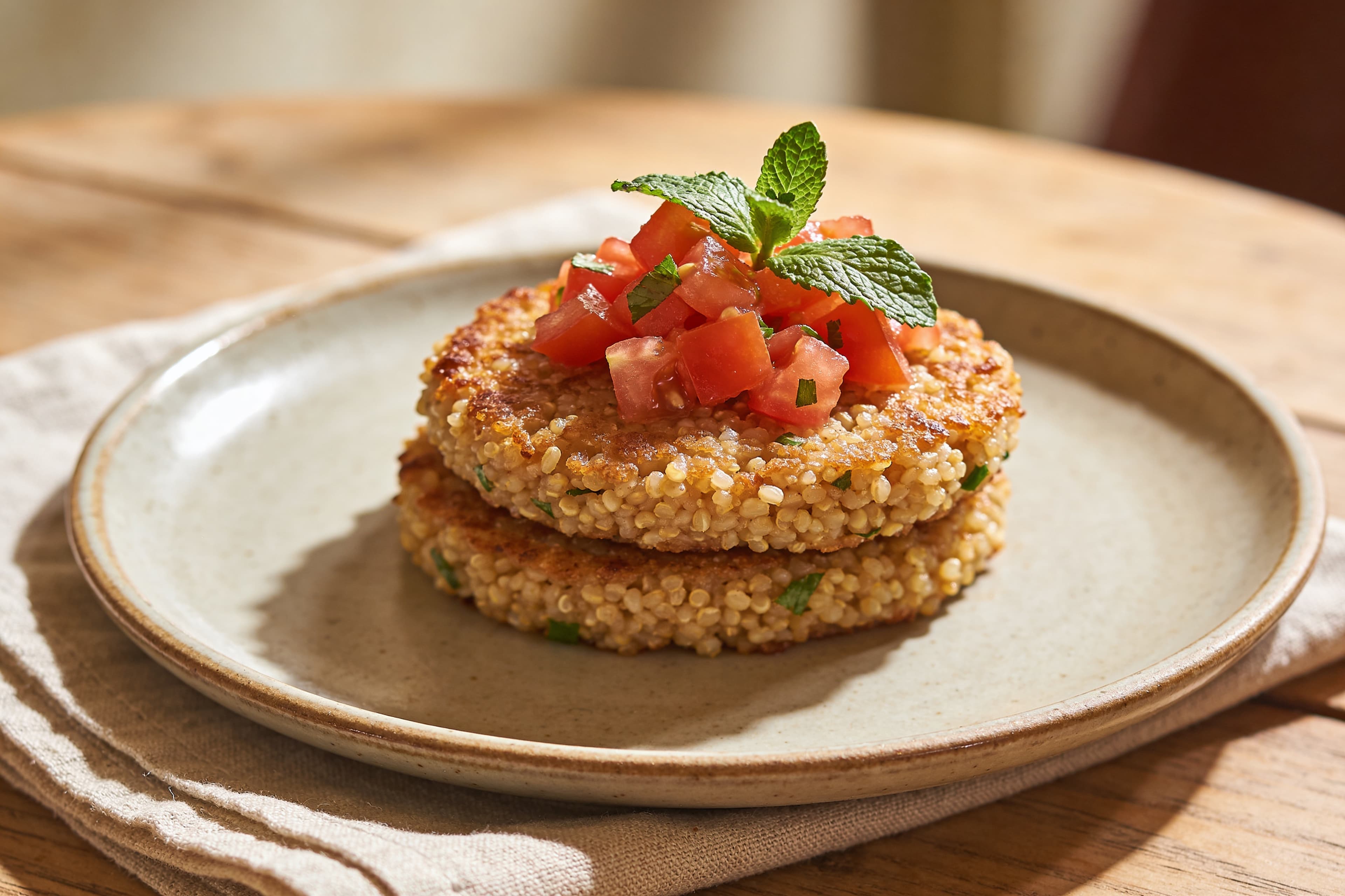Galettes de Boulgour aux Tomates et Menthe Fraîche