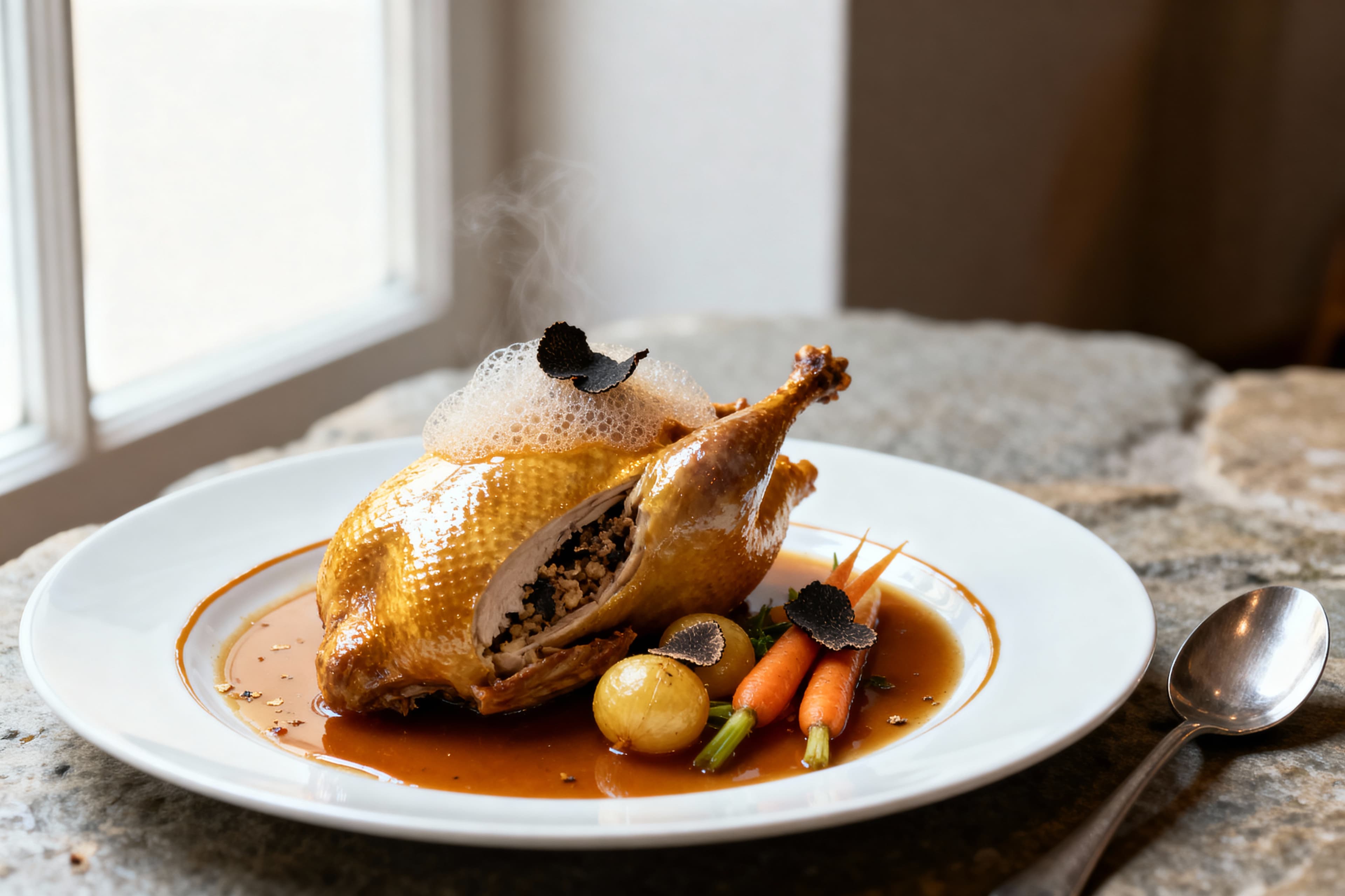 Pintade de Bresse Farcie à la Farce à la Truffe