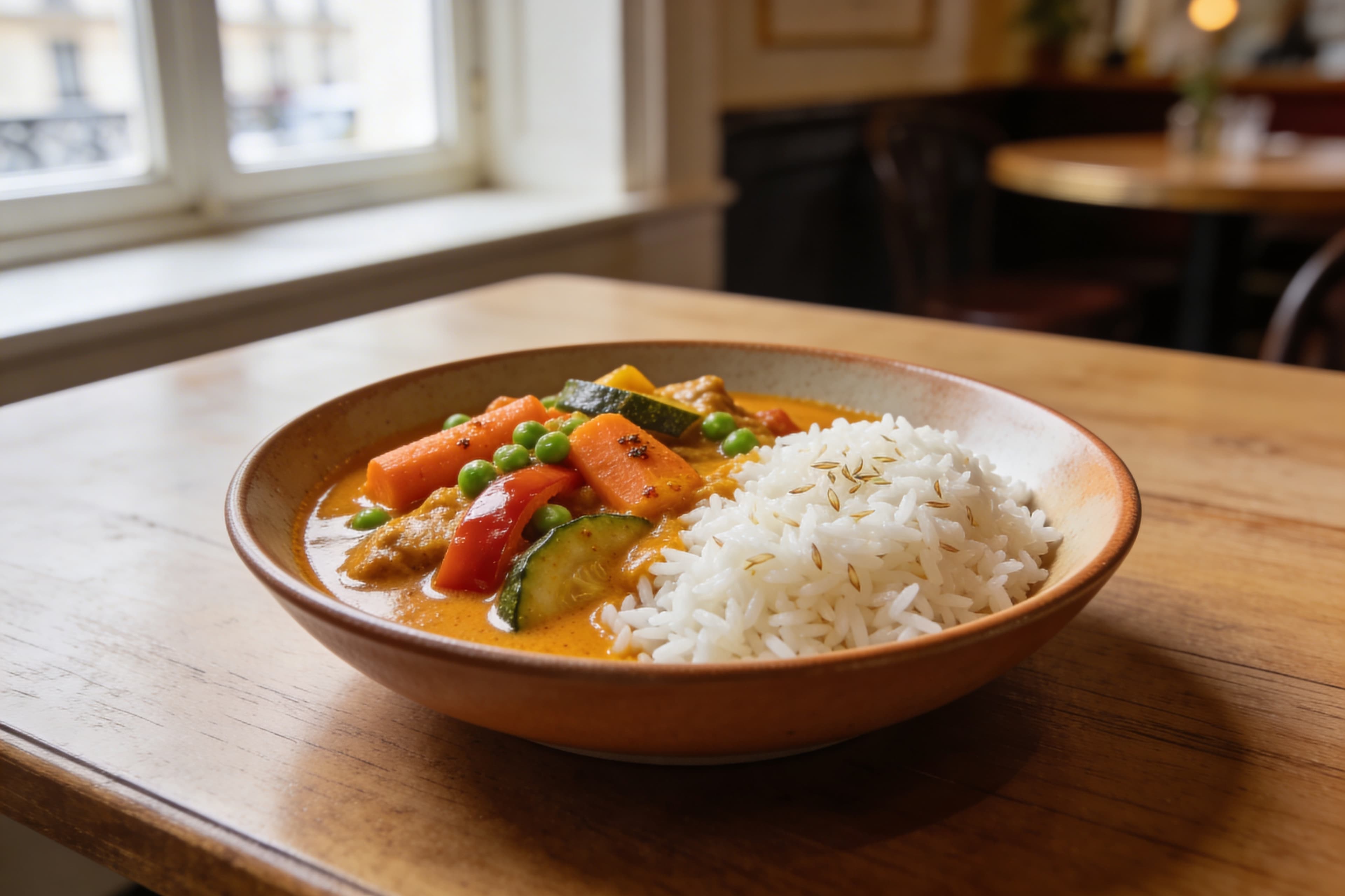 Curry de légumes au riz basmati parfumé