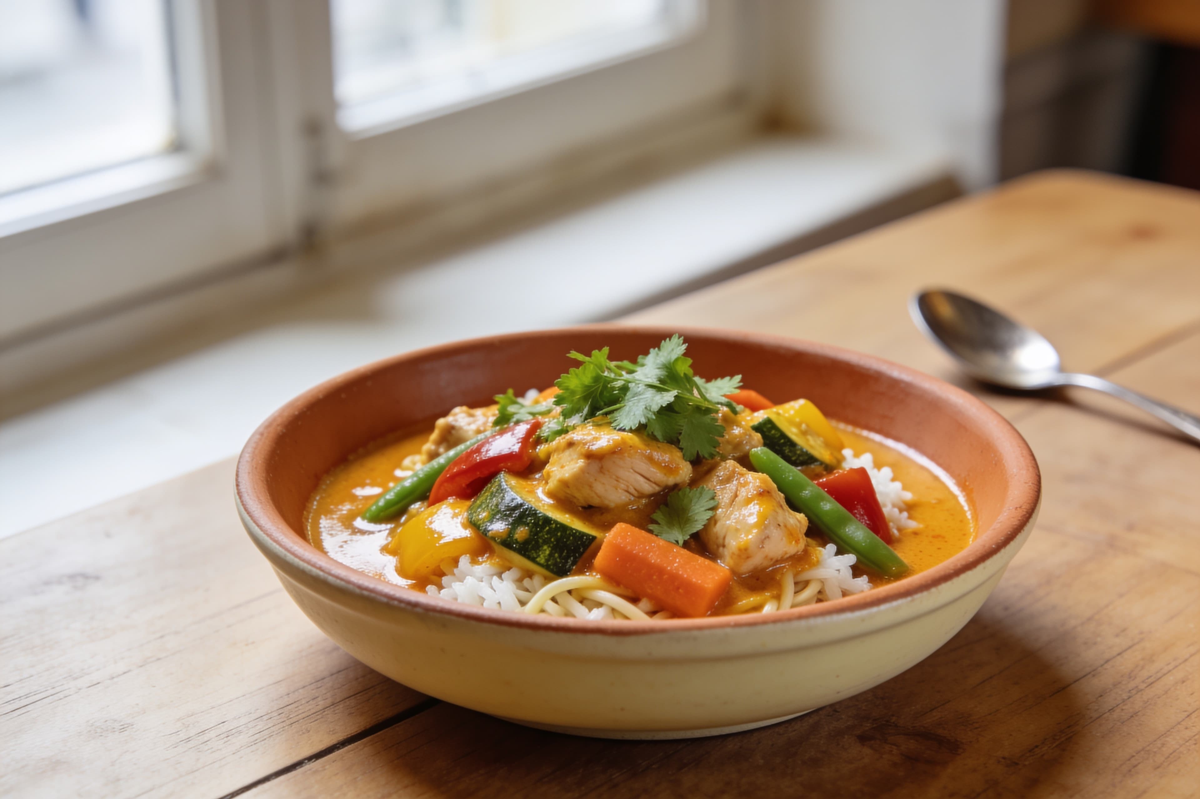 Curry rapide de légumes et poulet
