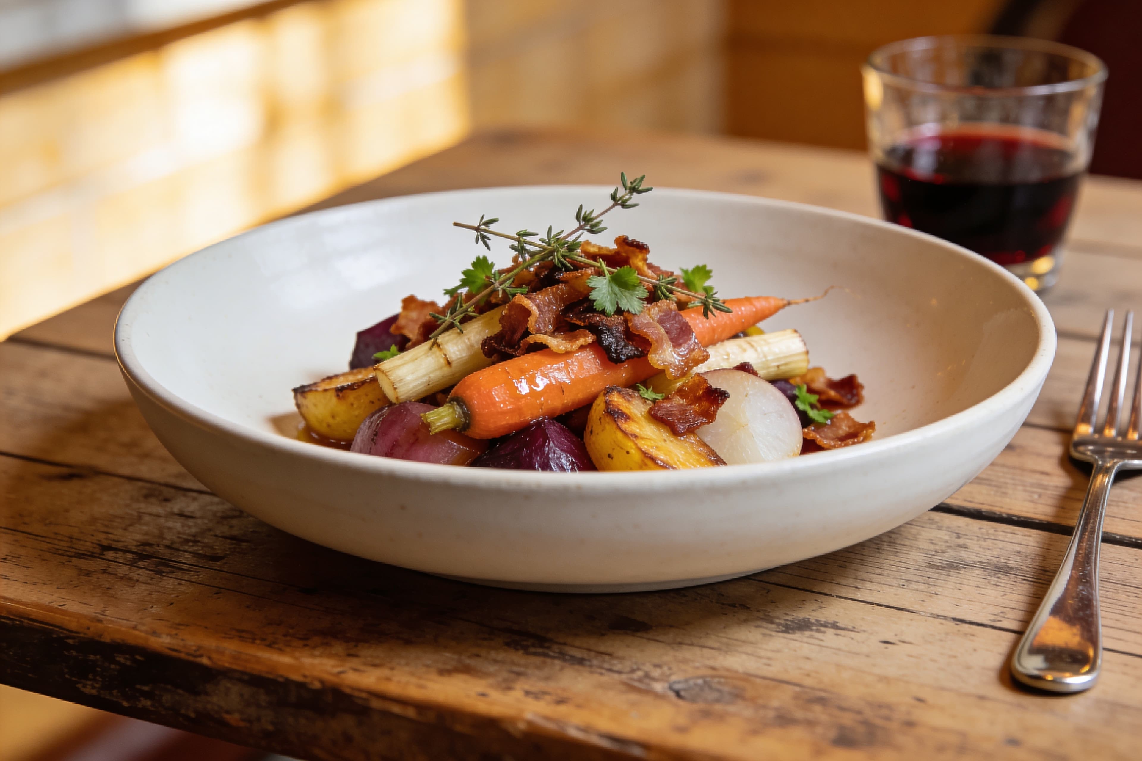 Poêlée de Légumes Racines au Lard Croustillant