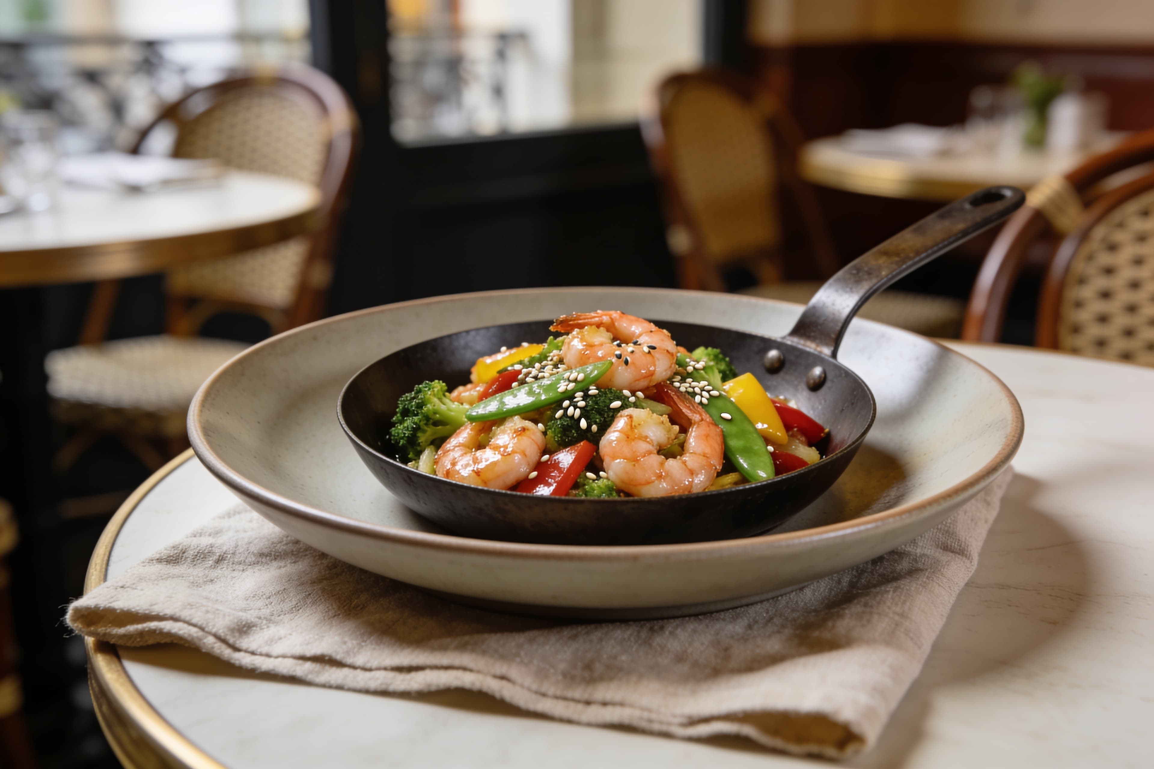 Wok de crevettes aux légumes croquants