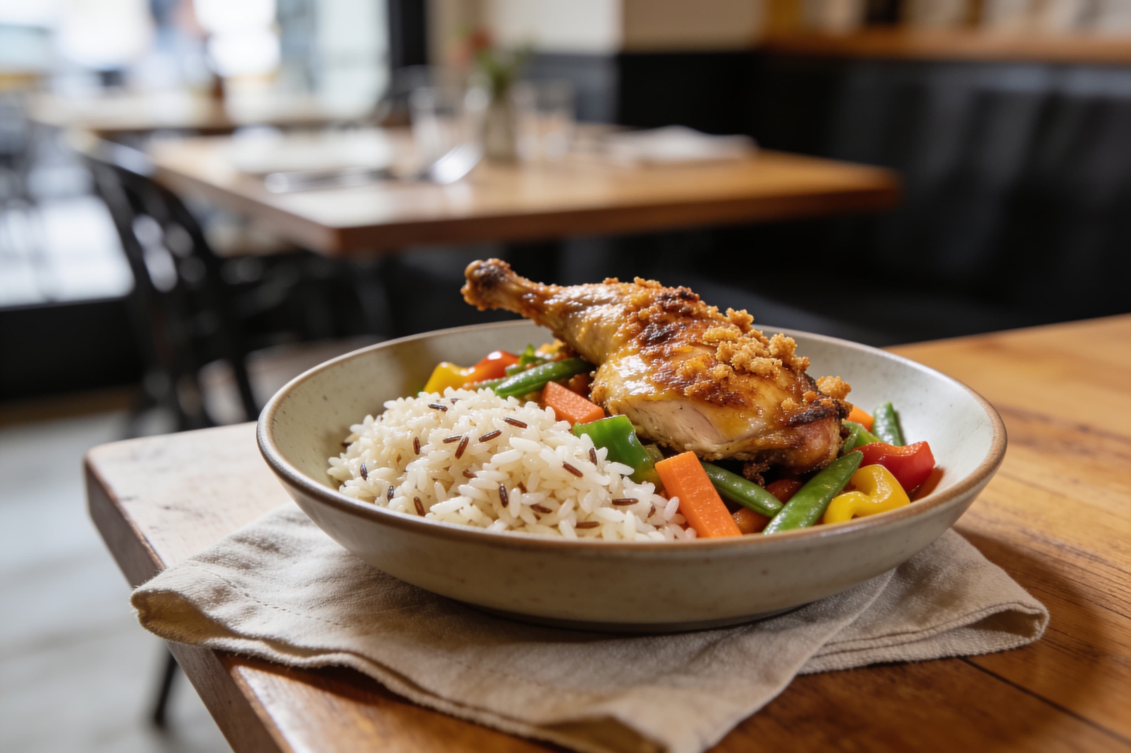 Poulet aux légumes croquants et riz parfumé