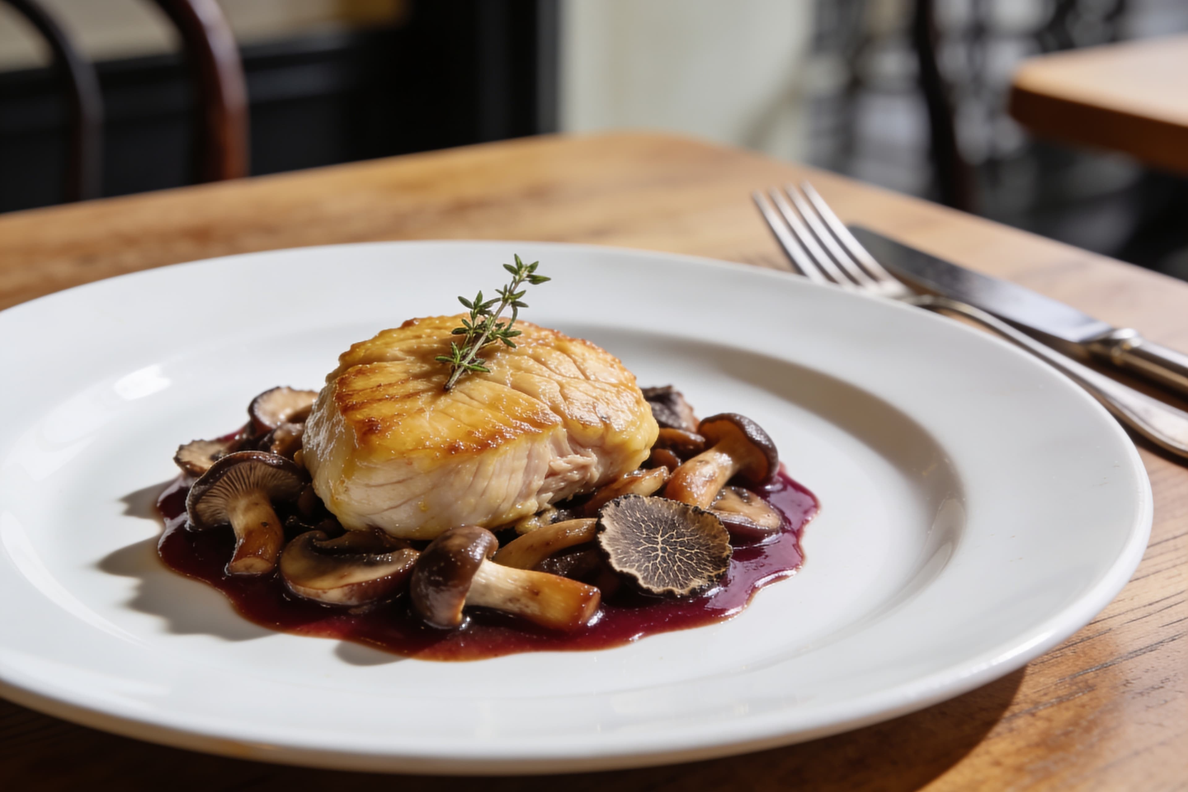 Ris de Veau aux Champignons et Sauce Périgourdine