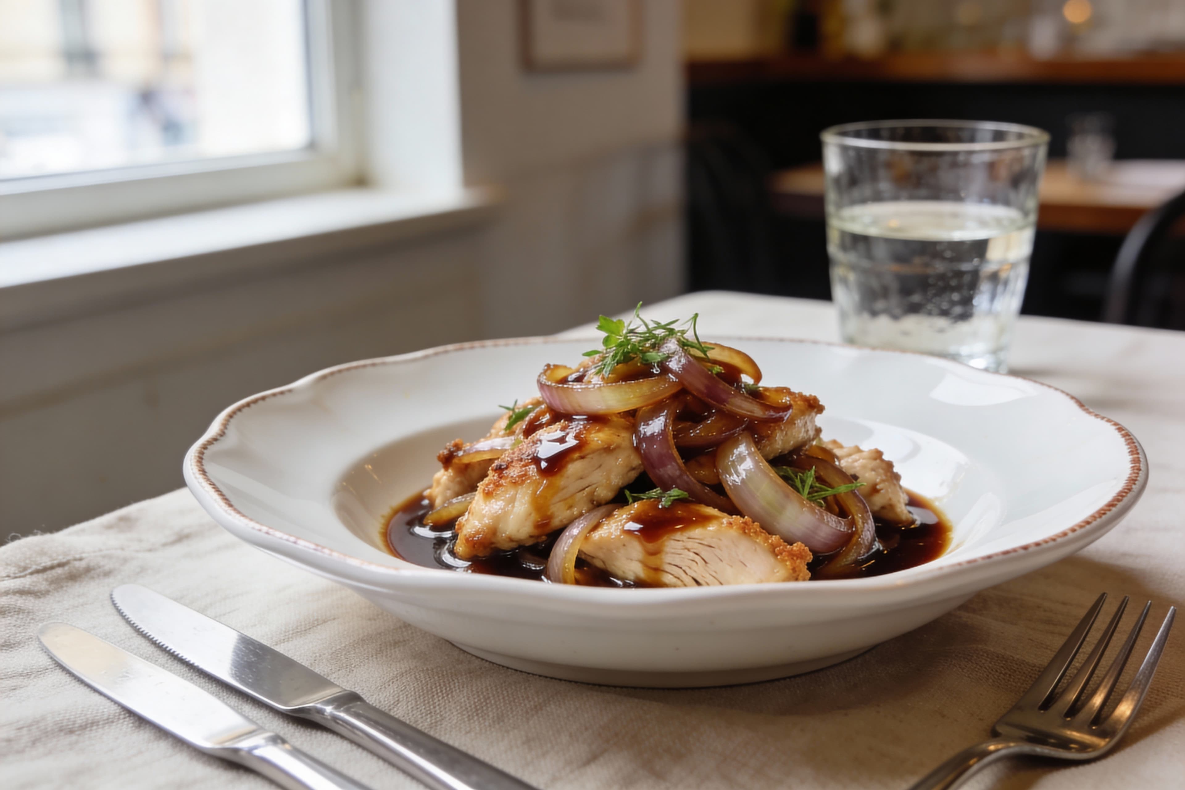 Poulet Sauté à l'Oignon et Sauce Soja