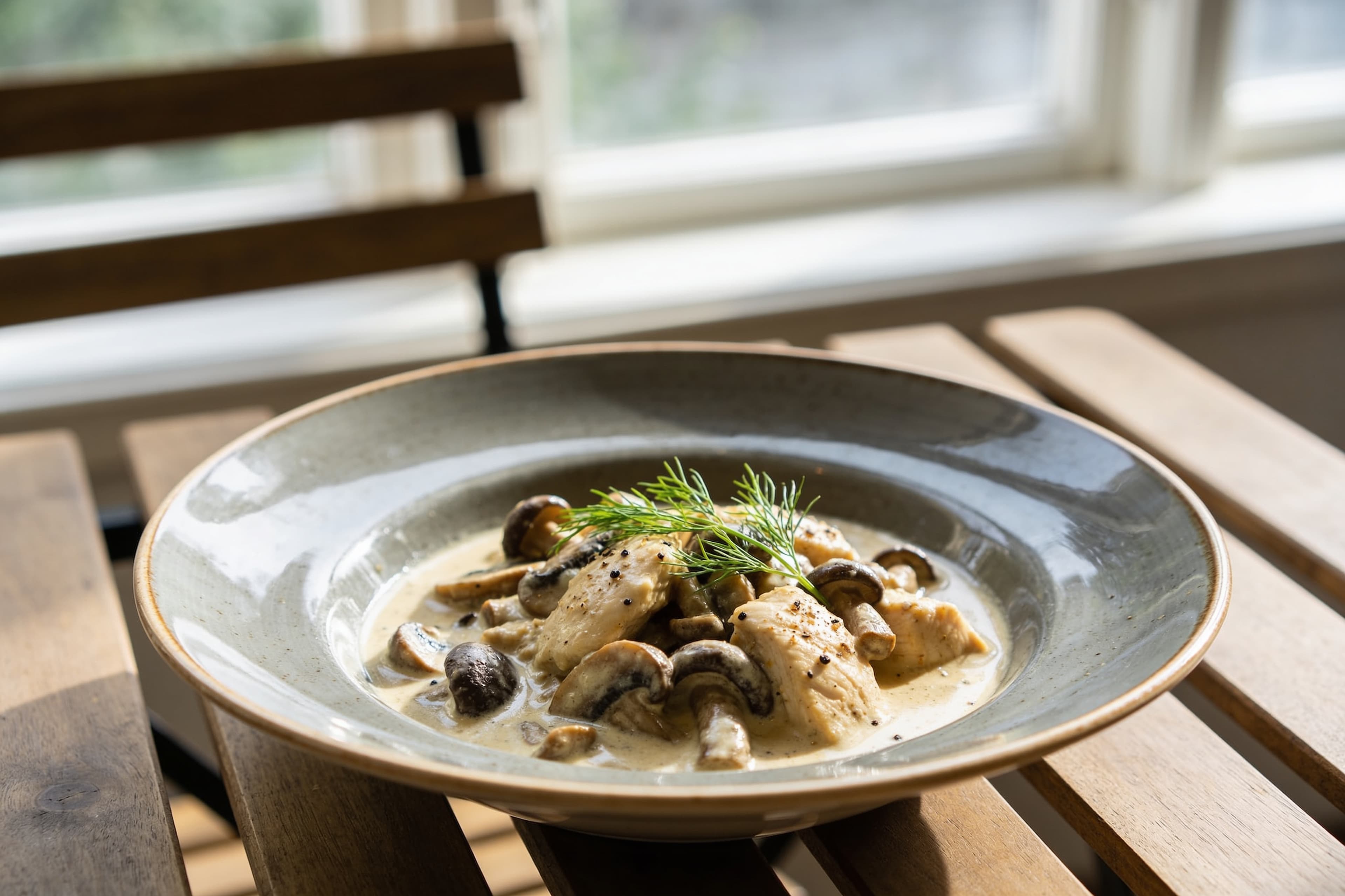 Curry de poulet et champignons à la nordique