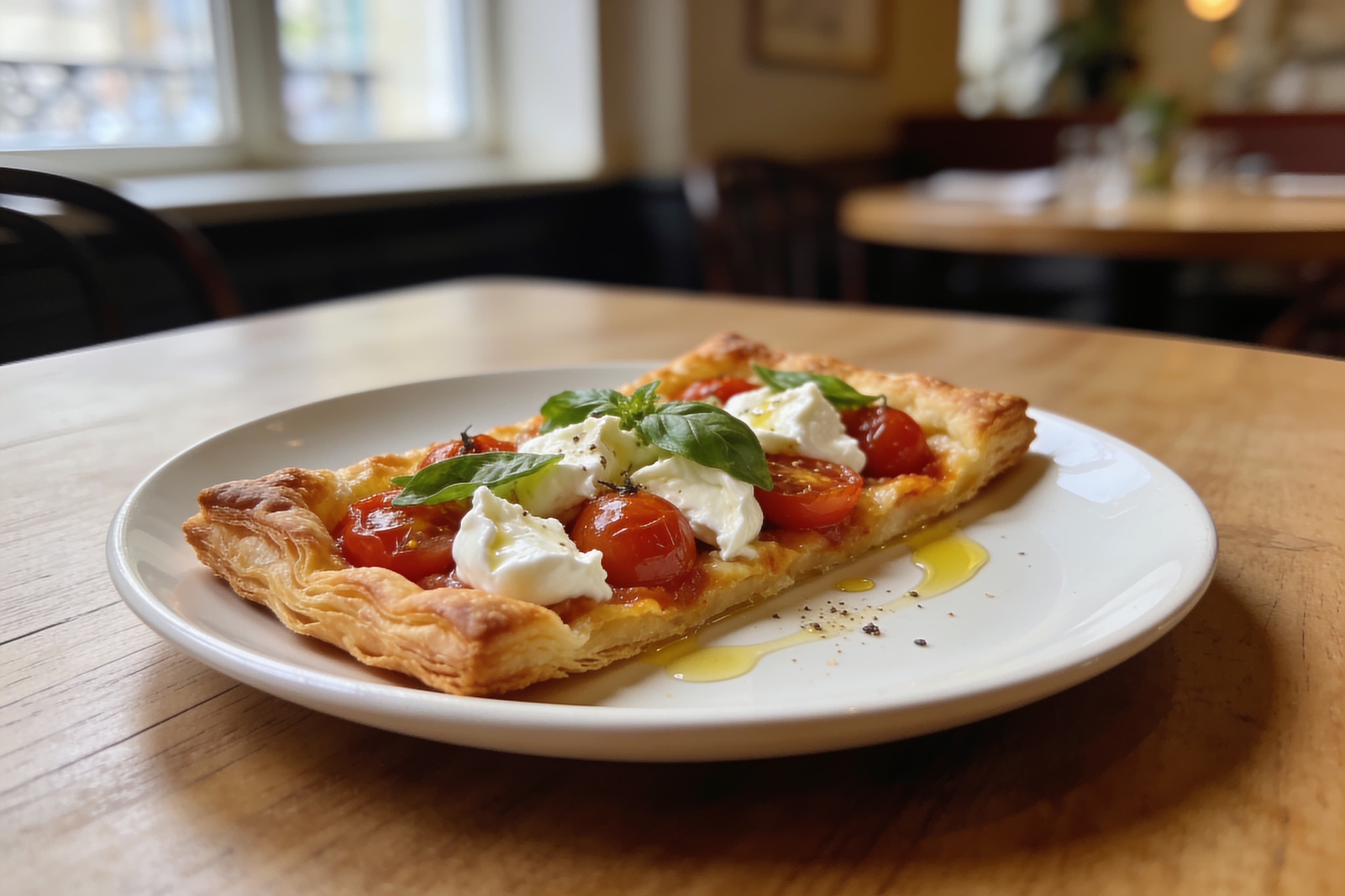 Tarte feuilletée à la tomate et burrata