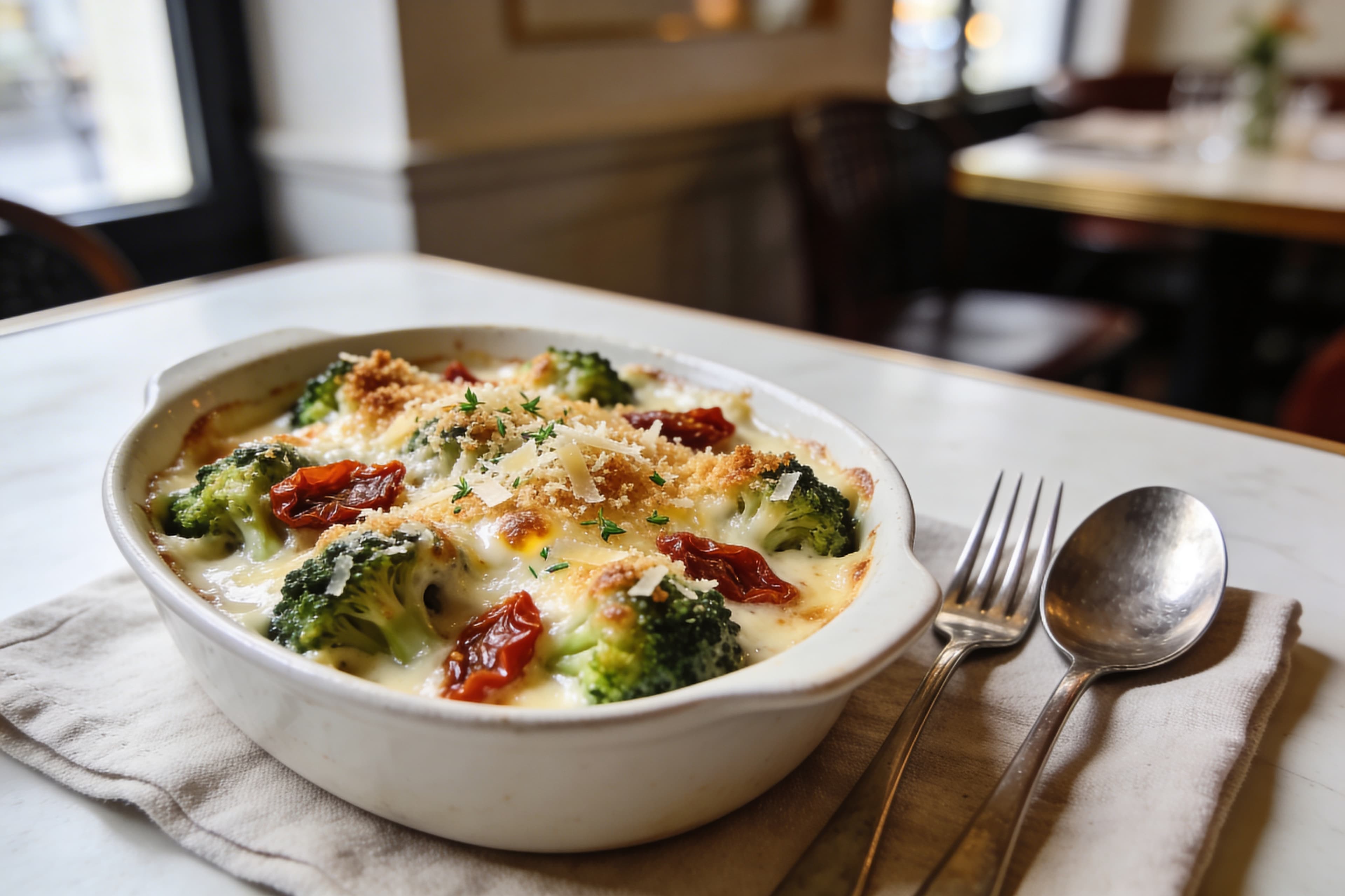 Gratin de Brocoli aux Tomates Séchées et Parmesan Affiné