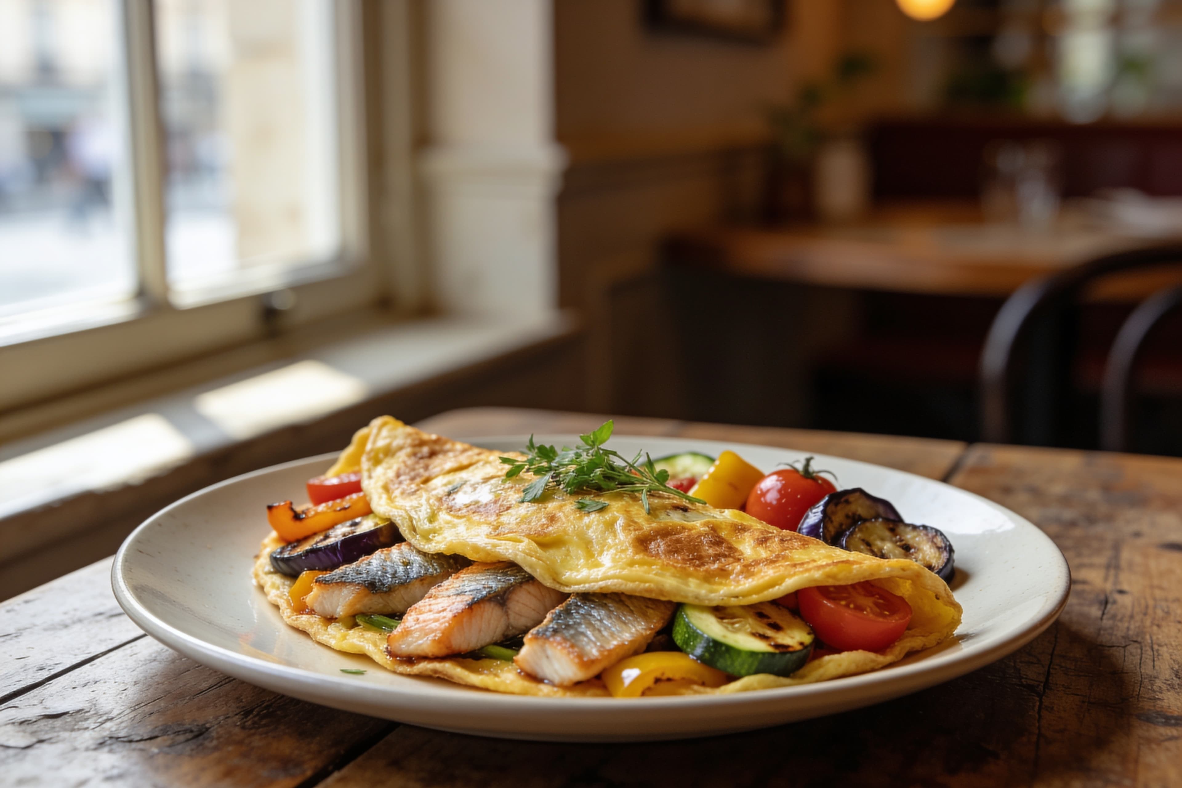Omelette à la Truite et Légumes du Soleil