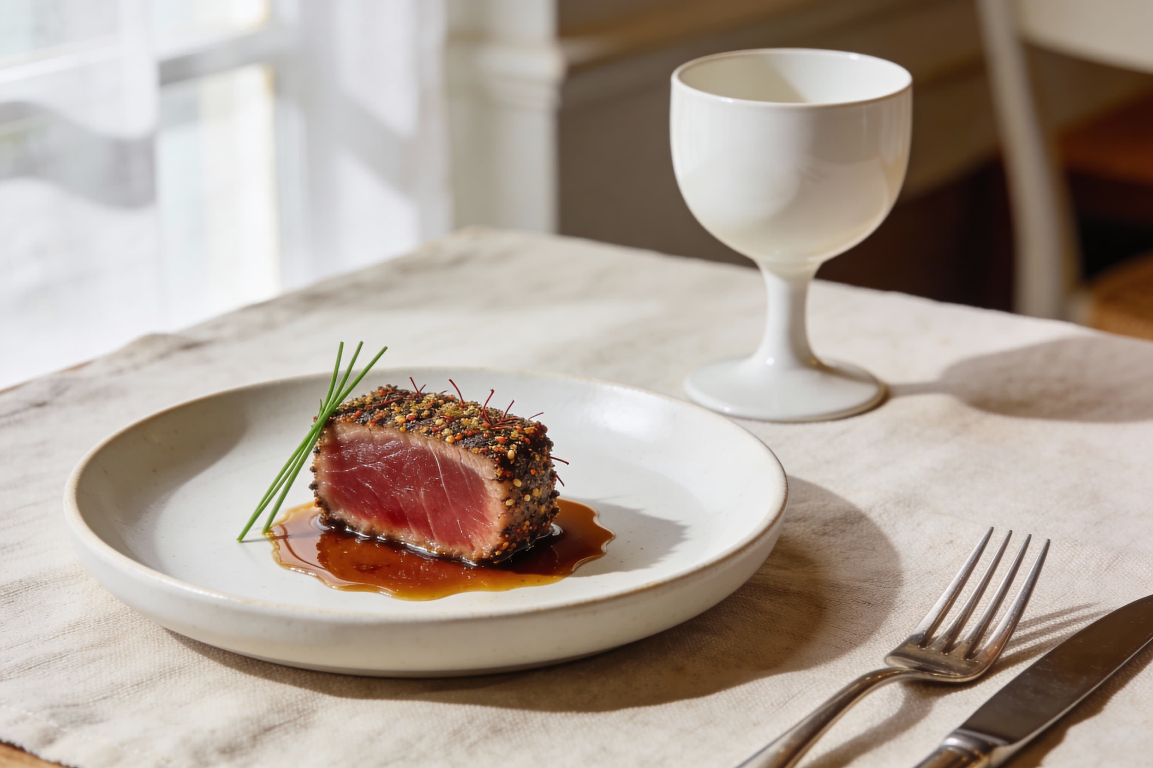 Tataki de Thon - Croûte d'Épices et Sauce Ponzu