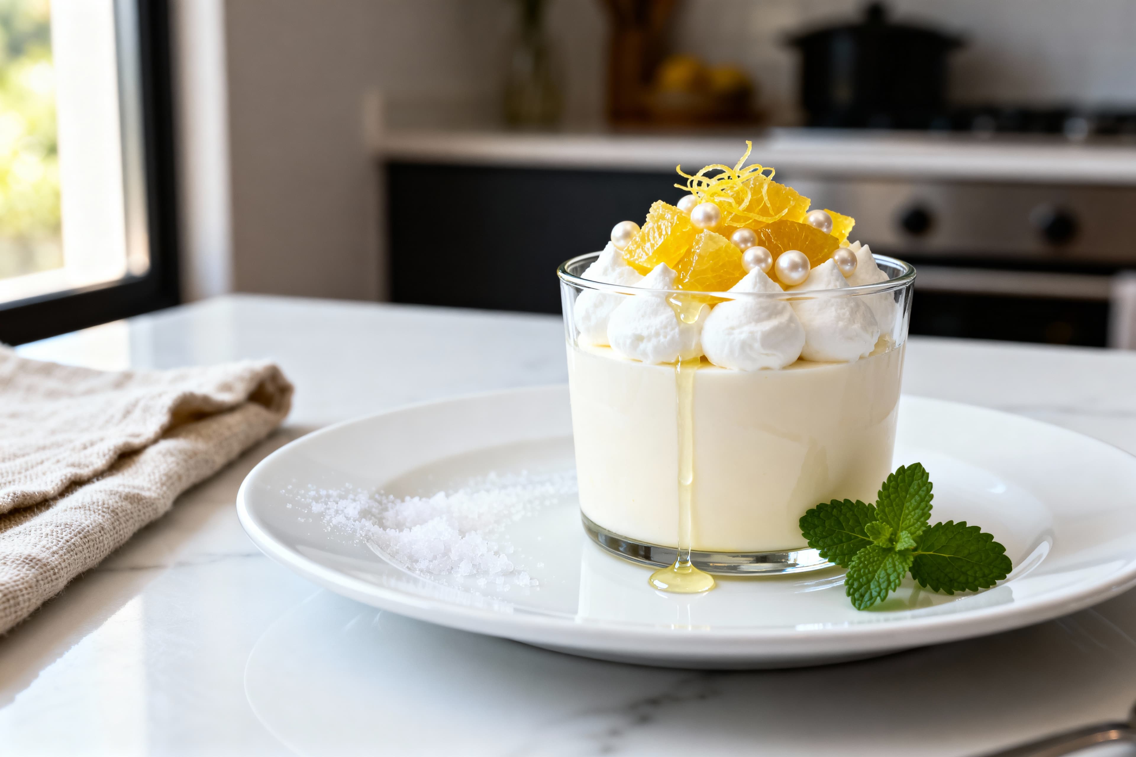 Panna Cotta au Citron et Ricotta Fondante, Émulsion de Mascarpone