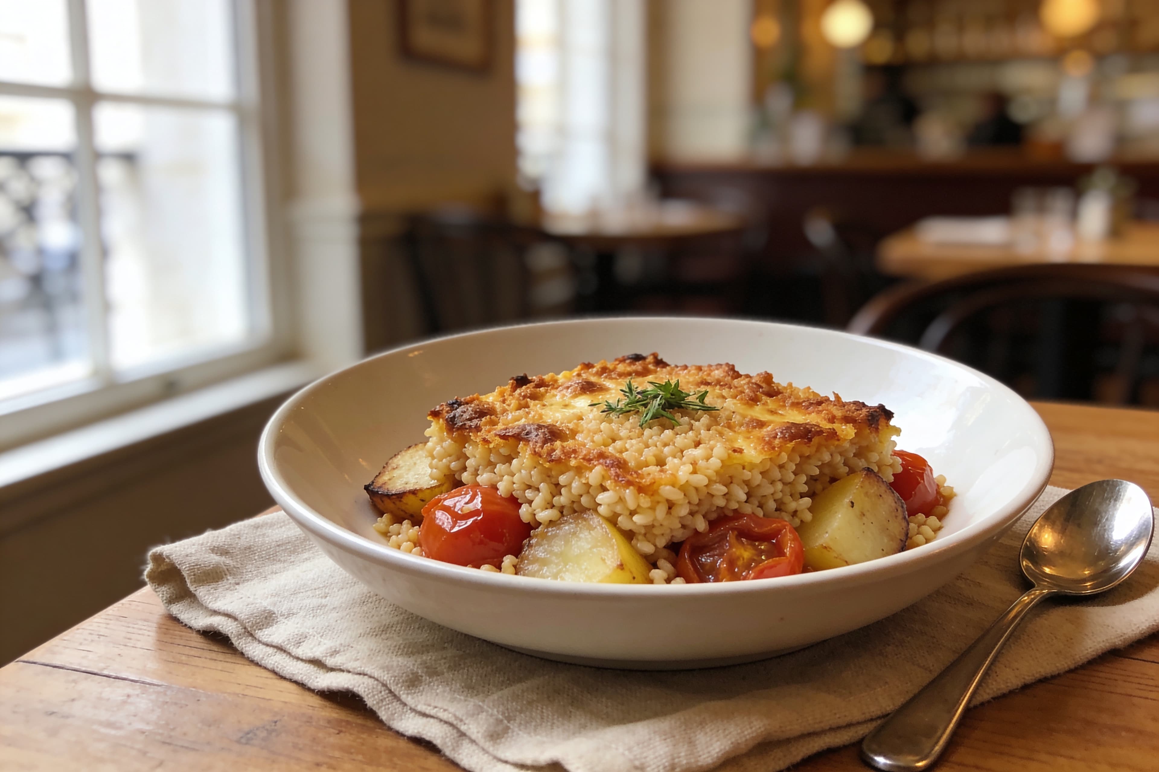 Gratin express de boulgour, tomates et pommes de terre
