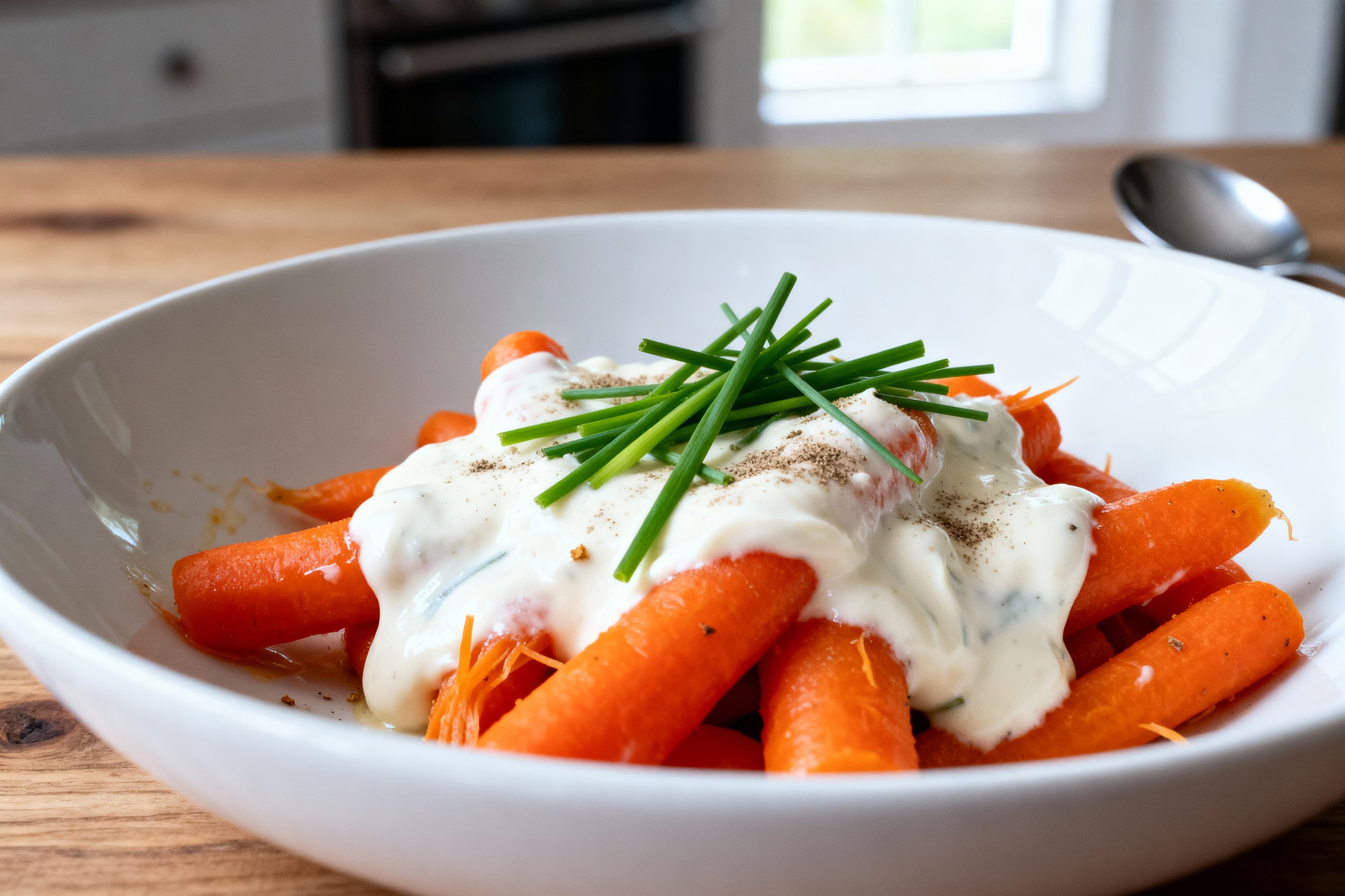 Carottes à la Crème Fraîche et Ciboulette
