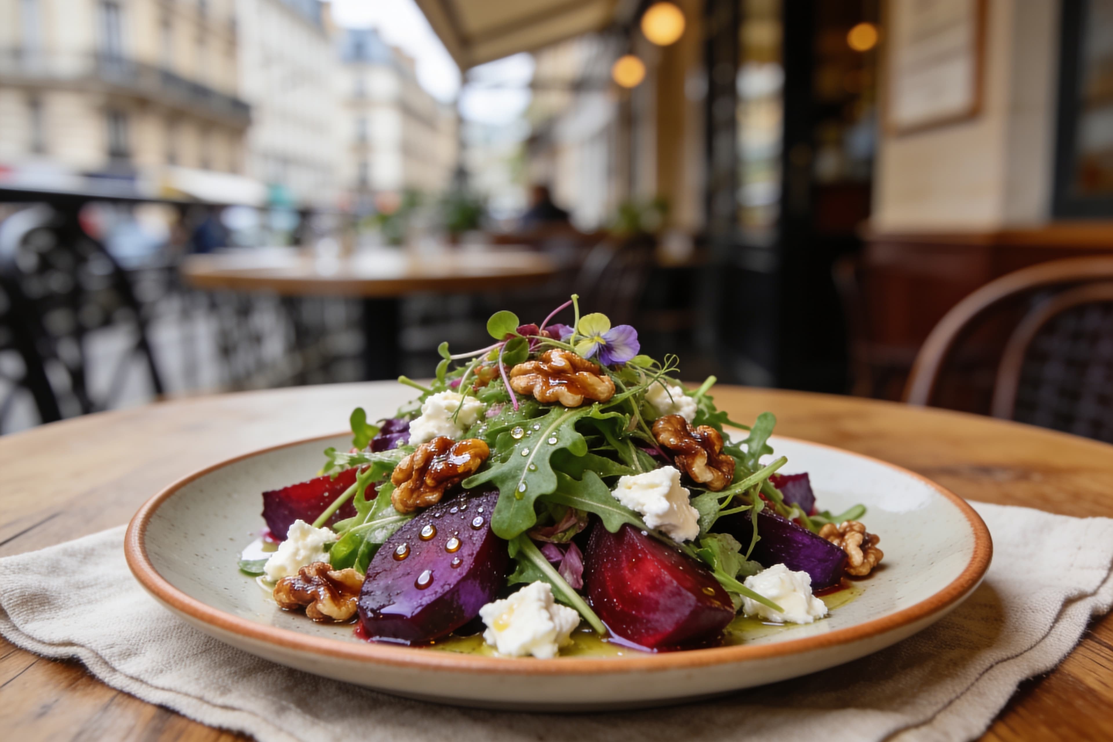Salade Betterave, Chèvre Frais et Noix Caramélisées