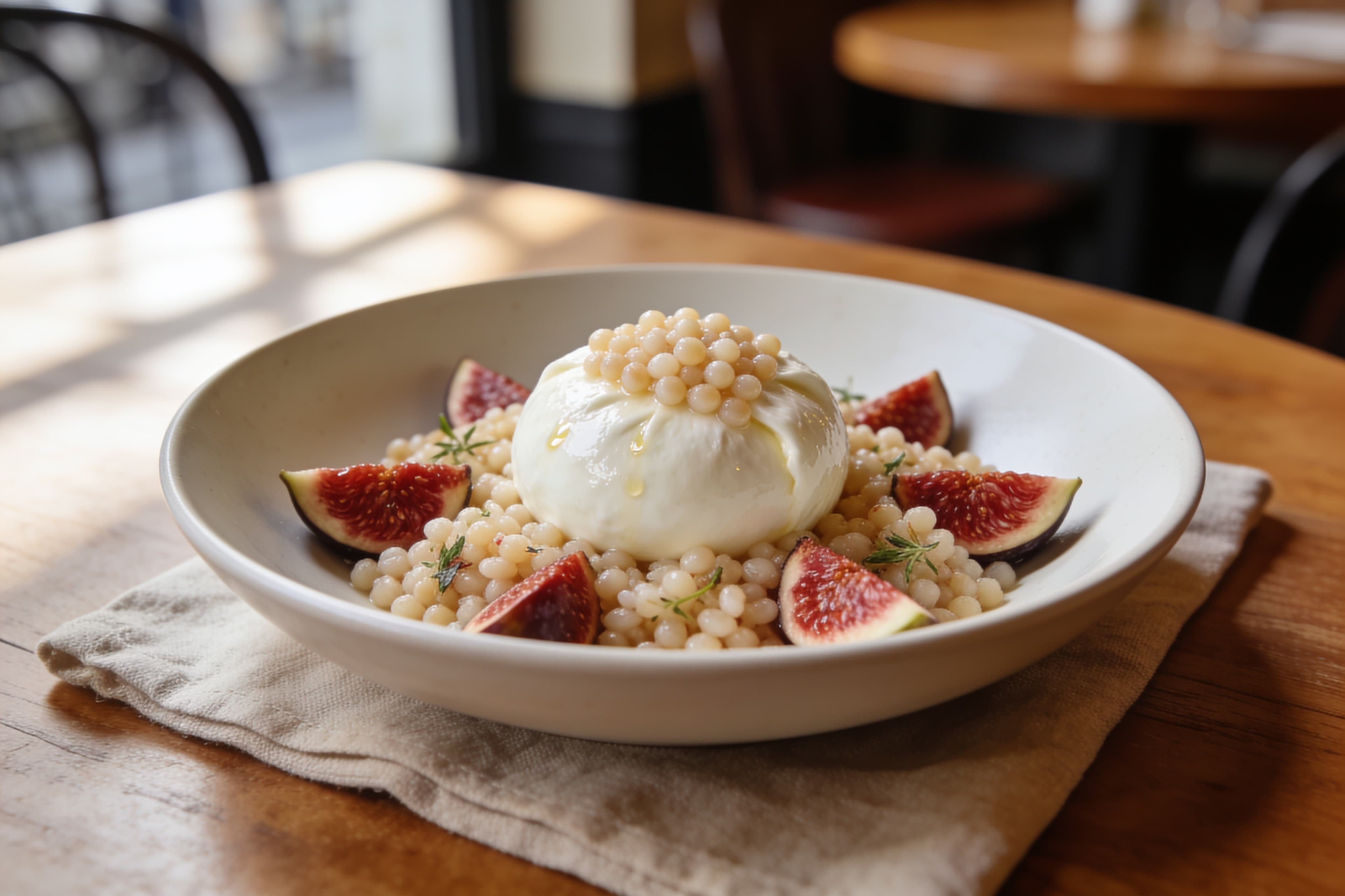 Couscous perlé aux figues et burrata